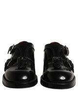 Dolce & Gabbana Black Leather Monk Strap Formal Dress Shoes
