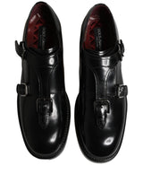 Dolce & Gabbana Black Leather Monk Strap Formal Dress Shoes