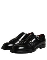 Dolce & Gabbana Black Leather Monk Strap Formal Dress Shoes