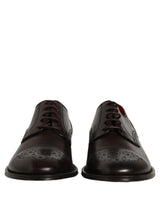 Dolce & Gabbana Maroon Calfskin Leather Derby Men Dress Shoes
