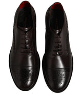 Dolce & Gabbana Maroon Calfskin Leather Derby Men Dress Shoes