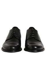 Dolce & Gabbana Black Calfskin Leather Derby Men Dress Shoes
