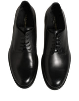 Dolce & Gabbana Black Calfskin Leather Derby Men Dress Shoes