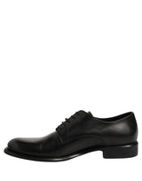 Dolce & Gabbana Black Calfskin Leather Derby Men Dress Shoes