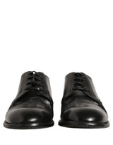 Dolce & Gabbana Black Calfskin Leather Derby Men Dress Shoes
