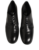 Dolce & Gabbana Black Calfskin Leather Derby Men Dress Shoes