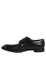 Dolce & Gabbana Black Calfskin Leather Derby Men Dress Shoes