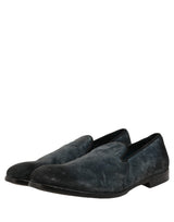 Dolce & Gabbana Blue Suede Slip On Men Slippers Loafers Shoes