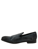 Dolce & Gabbana Blue Suede Slip On Men Slippers Loafers Shoes