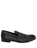 Dolce & Gabbana Blue Suede Slip On Men Slippers Loafers Shoes