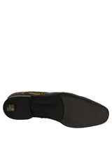 Dolce & Gabbana Black Velvet Floral Embroidery Loafers Shoes