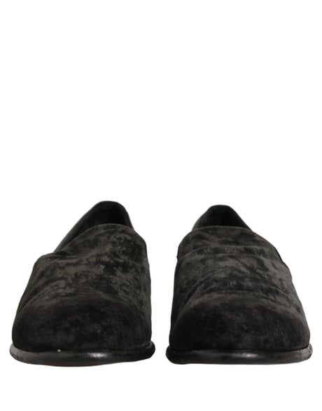 Dolce & Gabbana Black Suede Slip On Men Slippers Loafers Shoes