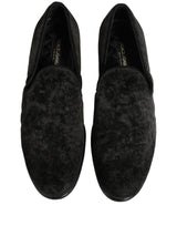 Dolce & Gabbana Black Suede Slip On Men Slippers Loafers Shoes