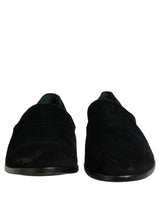 Dolce & Gabbana Black Suede Slip On Slippers Loafers Shoes