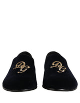 Dolce & Gabbana Black Suede DG Logo Slippers Men Loafers Shoes