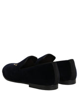 Dolce & Gabbana Black Suede DG Logo Slippers Men Loafers Shoes