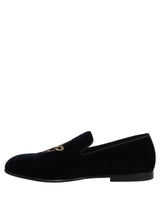 Dolce & Gabbana Black Suede DG Logo Slippers Men Loafers Shoes