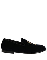 Dolce & Gabbana Black Suede DG Logo Slippers Men Loafers Shoes
