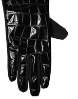 Dolce & Gabbana Black Polyester Patterned Short Length Gloves