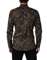 Dolce & Gabbana Brown Camouflage Long Sleeve Men Dress Shirt