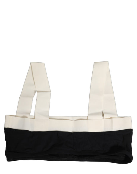 Dolce & Gabbana Black White Cotton Stretch Bikini Top Swimwear