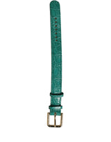 Dolce & Gabbana Green Embossed Leather Gold Buckle Belt Strap Bracelet