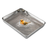 kathson Stainless Steel Bird Bath 16.14"×12.2"×2.36" Metal Bird Bath Tray Pet Bird Cleaning Accessories Bird Bathtub Bird Bath Tray Pet Shower Tub Pigeon Bathtub Bird Cage Bathtub Tray
