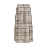 Brunello Cucinelli Beige Silk Midi Skirt