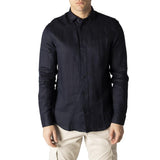 Armani Exchange Linen Shirt Dark Blue - Men's