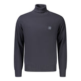 Hugo Boss Blue Cotton Turtleneck