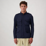 Autore Navy Blue Cotton Full-Length Jacket