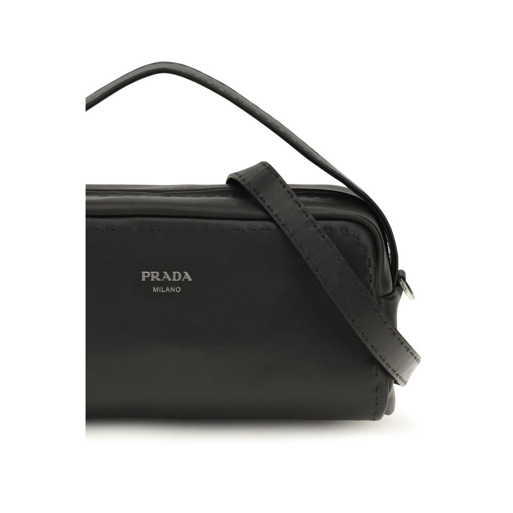 Prada Black Calf Leather Bos Taurus Shoulder Bag