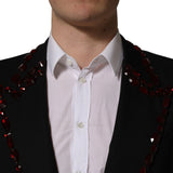 Dolce & Gabbana Black Crystal Embellished Coat Blazer Jacket