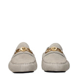 Versace Gray Leather Slip-On Loafers
