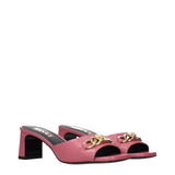 Versace Pink Leather Flat Sandals