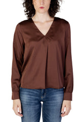 Vila Clothes Brown Polyester Blouse