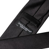 Dolce & Gabbana Black Solid 100% Silk Adjustable Men Tied Necktie Tie
