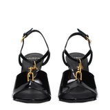 Balmain Black Leather Stiletto Heel Sandals