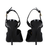 Balmain Black Leather Stiletto Heel Sandals