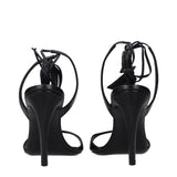 The Attico Black Leather Stiletto Heel Sandals