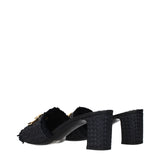Dolce & Gabbana Black Raffia Platform Sandals