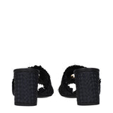 Dolce & Gabbana Black Raffia Platform Sandals