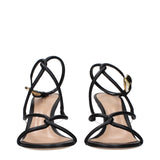 Gianvito Rossi Black Leather Stiletto Heel Sandals