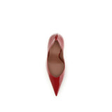 Amina Muaddi Red Calf Leather Bos Taurus High Heel Pumps