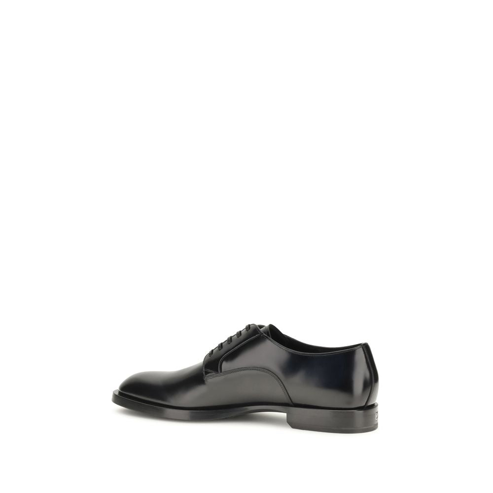 Dolce & Gabbana Black Calf Leather Bos Taurus Oxfords And Derbies