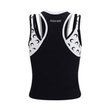 Marine Serre Black Organic Cotton Sleeveles T-Shirt