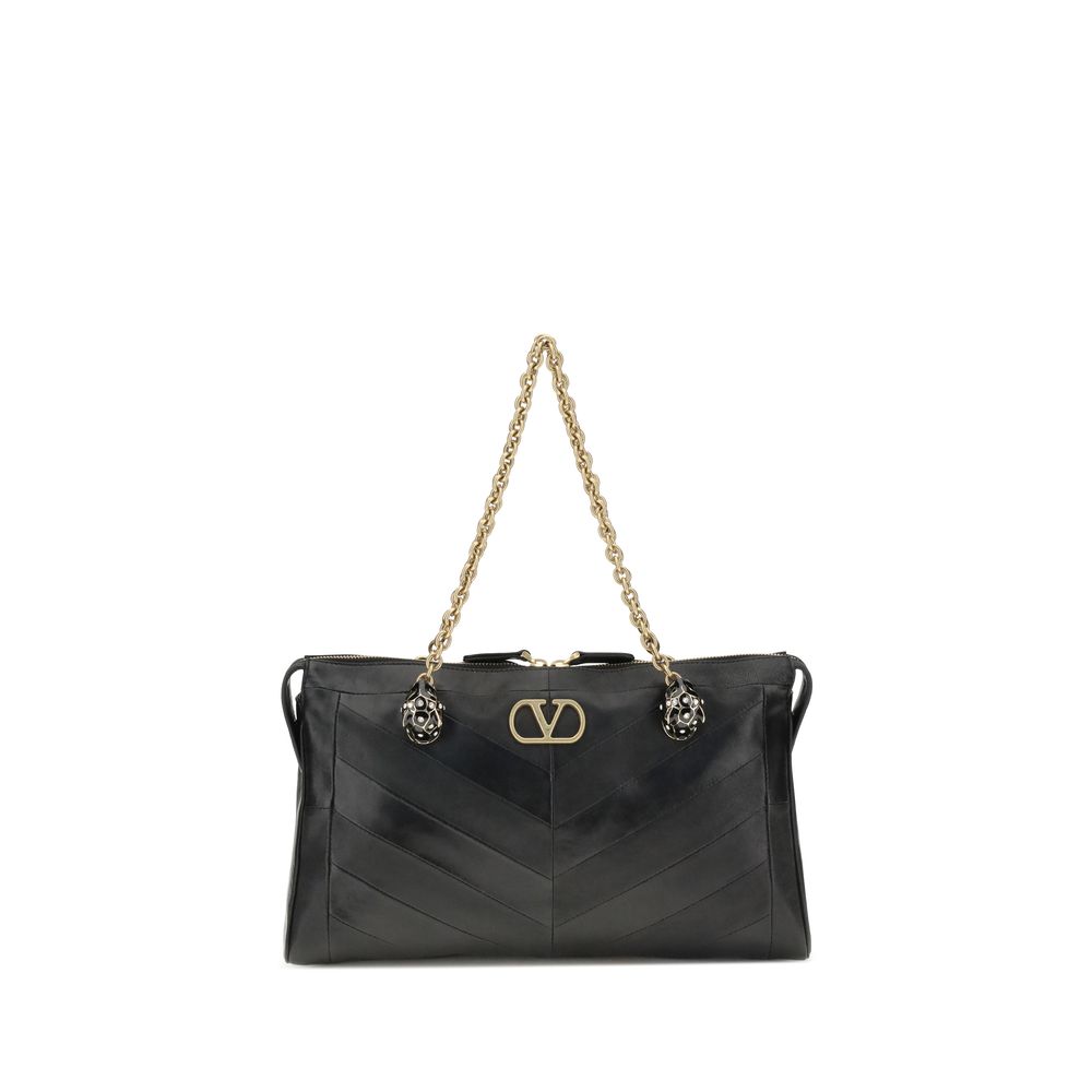 Valentino Garavani Black Napa Leather / Calf Bos Taurus Shoulder Bag