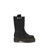 Rick Owens Black Nubuc Leather Lace-Up Boots