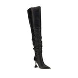 Amina Muaddi Black Calf Leather Bos Taurus Over The Knee