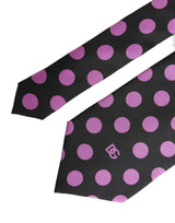 Dolce & Gabbana Men Dark Gray Polka Dot Silk Adjustable Necktie Tie